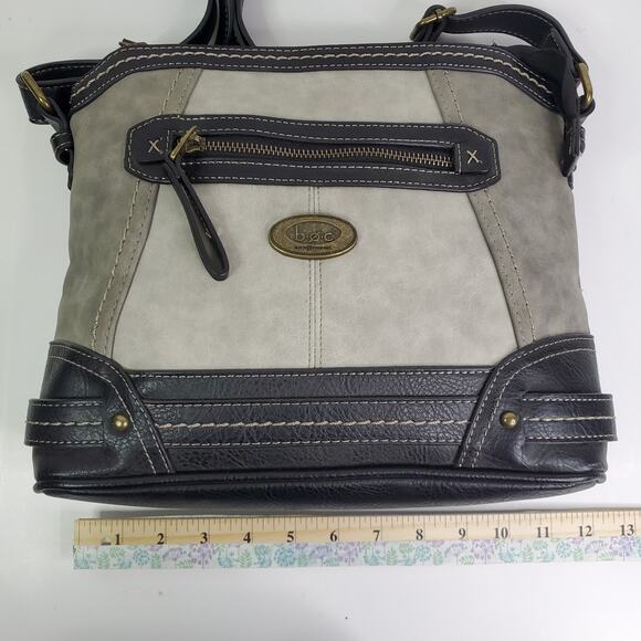 B.O.C. Born Concepts Gray and Black Vinyl Tote Shoulder Handbag Purse Medium - Picture 7 of 11